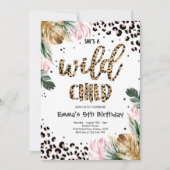 Wild Child Gold Pink Leopard Print Birthday Party Einladung (Vorderseite)