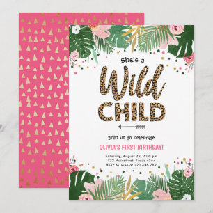 Wild Child Safari Leopard Girl Einladung zum Gebur