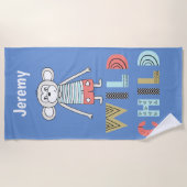 Wild Child Scandia Monkey Personalisiert Beach Han Strandtuch (Vorderseite)