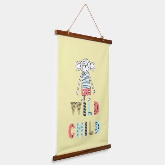 Wild Child Scandia Monkey Wandteppich Mit Holzrahmen (Gewinkelt)