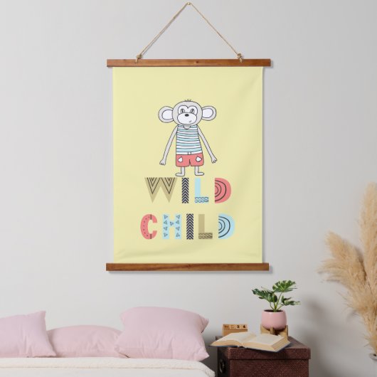 Wild Child Scandia Monkey Wandteppich Mit Holzrahmen (Schlafzimmer)