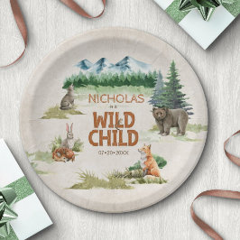 Wild Child Woodland Animal Birthday Party Pappteller