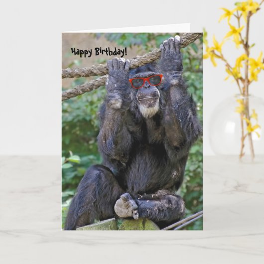 Wild Chimp mit Sonnenbrille Karte (Gelbe Blume)