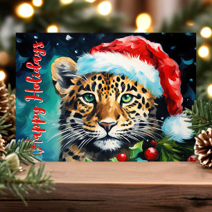Wild Christmas Wishes Santa Hut Gepard Katze Feiertagskarte