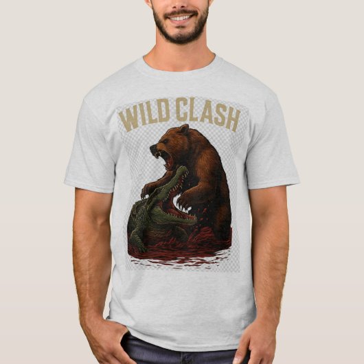Wild Clash - Epic Battle Between Bear and Crocodil T-Shirt (Vorderseite)