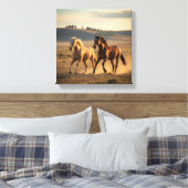 Wild Companions at Sunset – Running Horse Wall Art Leinwanddruck (Insitu (Schlafzimmer))