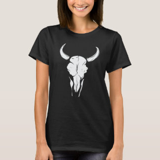 Wild Cow Bull Cattle Skull Head Western Animal Gra T-Shirt