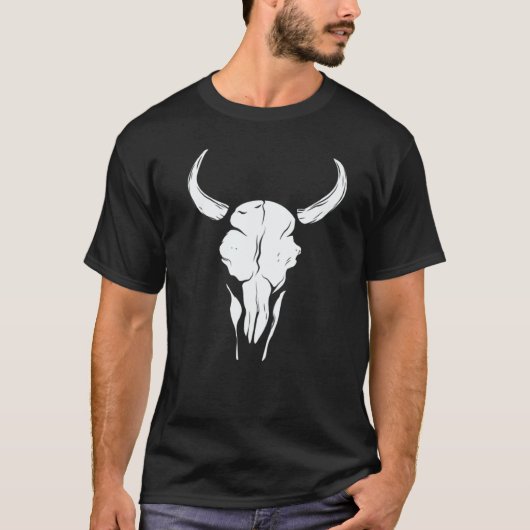 Wild Cow Bull Cattle Skull Head Western Animal Gra T-Shirt (Vorderseite)