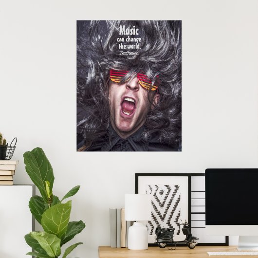 Wild Crazy Man Musician Wild Hair Poster (Heimbüro)