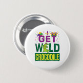 Wild Crocodile Mardi Gras Alligator Button (Vorne & Hinten)