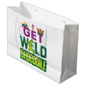 Wild Crocodile Mardi Gras Alligator Große Geschenktüte (Vorderseite Schrägansicht)