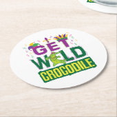Wild Crocodile Mardi Gras Alligator Runder Pappuntersetzer (Angewinkelt)