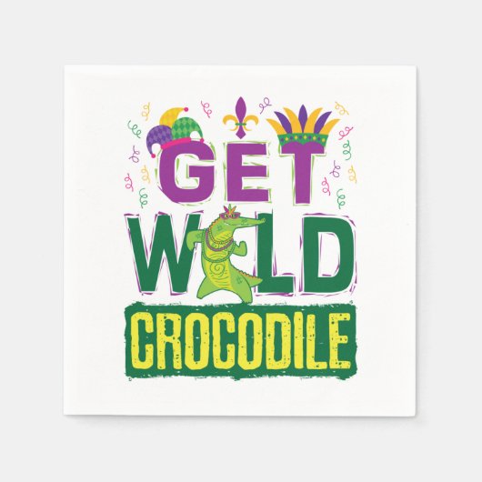 Wild Crocodile Mardi Gras Alligator Serviette (Vorderseite)