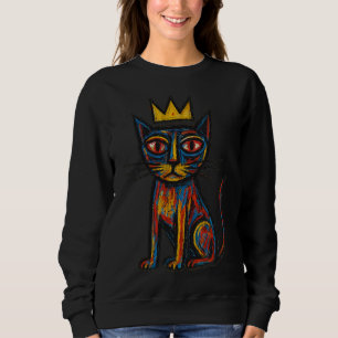 Wild Crown Cat Graphic Tee – Handgezeichnete abstr