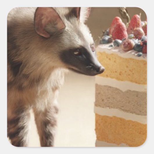 Wild Curiosity & Layered Cake Quadratischer Aufkleber (Vorderseite)
