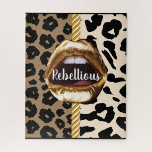Wild Custom Gold Lips Geschenk Décor Girl Niedlich Puzzle
