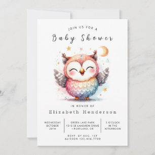 Wild Custom Owl Baby Shower Einladung