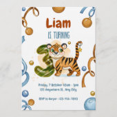 Wild & Cute Tiger 3rd Birthday Invitation Einladung (Vorderseite)