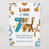 Wild & Cute Tiger 7th Birthday Invitation Einladung (Vorderseite)