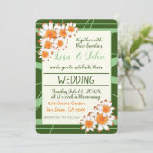 Wild Daisies Forest Green Sage Einladung zur Hochz (Stehend Vorderseite)