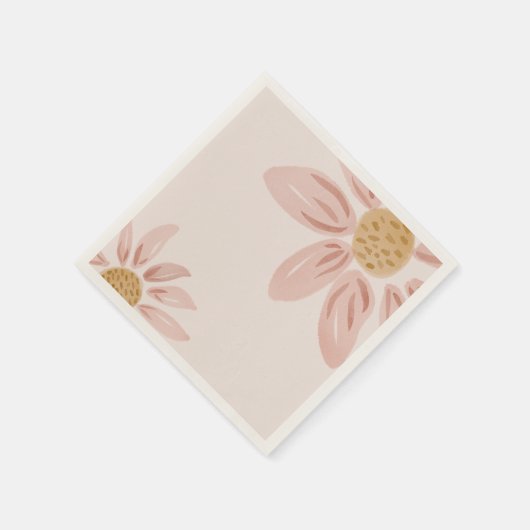 Wild Daisy Birthday Pink und Gelb Serviette (Ecke)