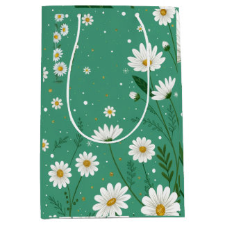 Wild Daisy Botanical Sage Green Gift Bag Mittlere Geschenktüte