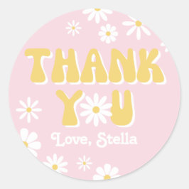 Wild Daisy Favor Tag | Wildblume Vielen Dank Runder Aufkleber