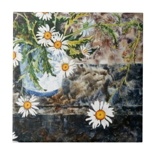 "Wild Daisy Shelf" Küche Garten Keramik Tile Fliese (Vorderseite)