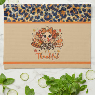 Wild dankbar – Leoparden-Druck Truthahn Geschirrtuch