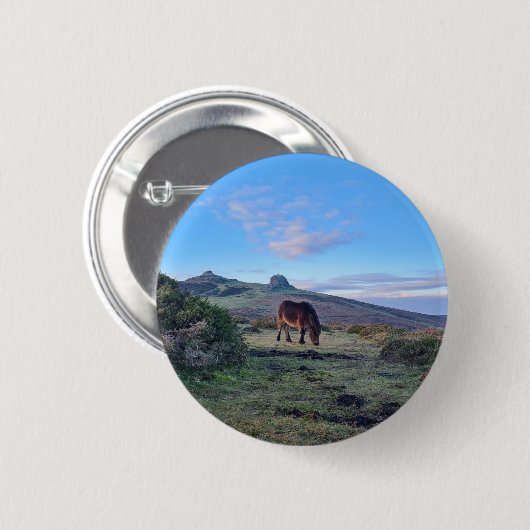 Wild Dartmoor Pony Horse Button (Vorne & Hinten)