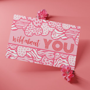 Wild darüber, dass du rosa, wilde Herzen Valentine Postkarte