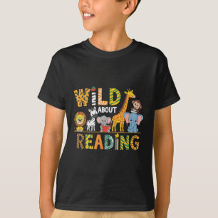 Wild darüber, Kid Liebe Wild Animal Books zu lesen T-Shirt