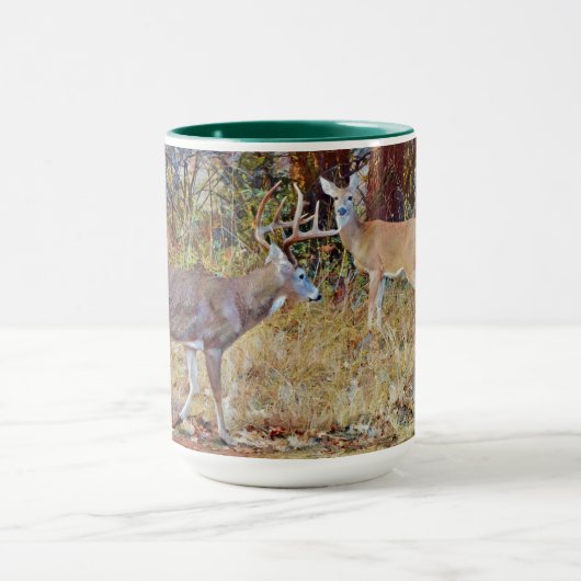 Wild Deer Couple Buck and Dock Art Tasse Cup (Zentrum)