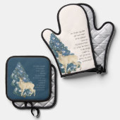 Wild Deer Footprints in Snow – Winter Nature Art Ofenhandschuh & Topflappen-Set (Vorderseite/Rückseite)