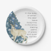 Wild Deer Footprints in Snow – Winter Nature Art Pappteller (Vorderseite)