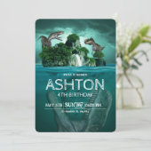 Wild Dinosaur Birthday Invite, jurassisch Geburtst Einladung (Stehend Vorderseite)