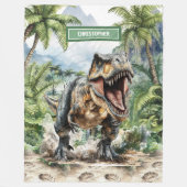 Wild Dinosaur Blanket Custom Boy Name Gift Fleecedecke (Vorderseite)