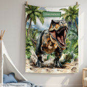 Wild Dinosaur Blanket Custom Boy Name Gift Fleecedecke
