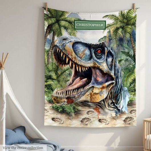 Wild Dinosaur Blanket Individuelle Name für Jungen Fleecedecke