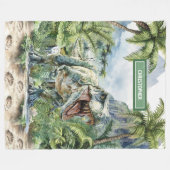 Wild Dinosaur Blanket Personalisierter Individuell Fleecedecke (Vorderseite (Horizontal))