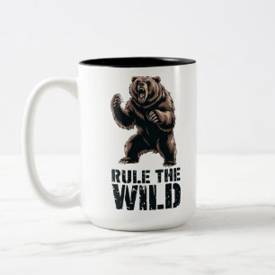 Wild Dominance: Roaring Grizzly Power Zweifarbige Tasse