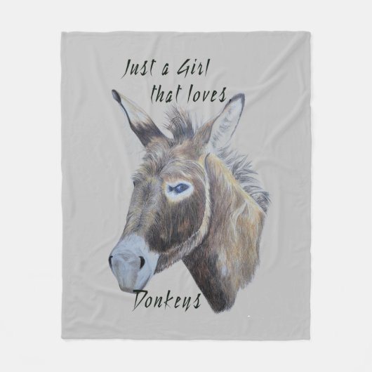 Wild Donkey Art Just a Girl, die Lieben Donkeys Fleecedecke (Vorderseite)