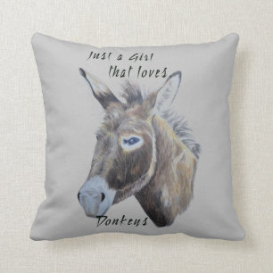Wild Donkey Art Just a Girl, die Lieben Donkeys Kissen