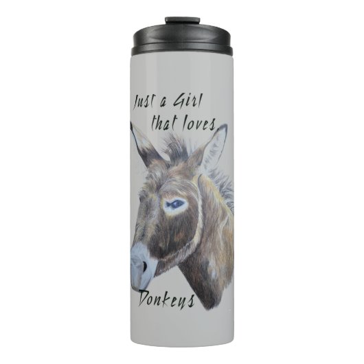 Wild Donkey Art Just a Girl, die Lieben Donkeys  Thermosbecher (Vorderseite)