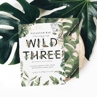 Wild & Drei tropische Vegetation 3. Geburtstag Einladung