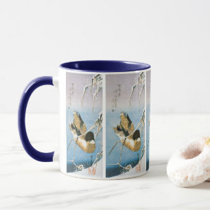 Wild Duck Schwimmend Schnee Beladene Röhricht von  Tasse