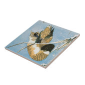 Wild Duck Swimming Snow Laden Reed von Hiroshige Fliese (Seite)