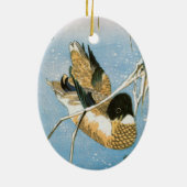 Wild Duck Swimming Snow Laden Reed von Hiroshige Keramikornament (Hinten)