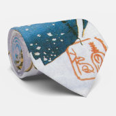 Wild Duck Swimming Snow Laden Reed von Hiroshige Krawatte (Gerollt)