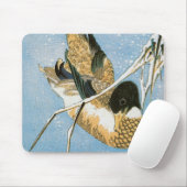 Wild Duck Swimming Snow Laden Reed von Hiroshige Mousepad (Mit Mouse)